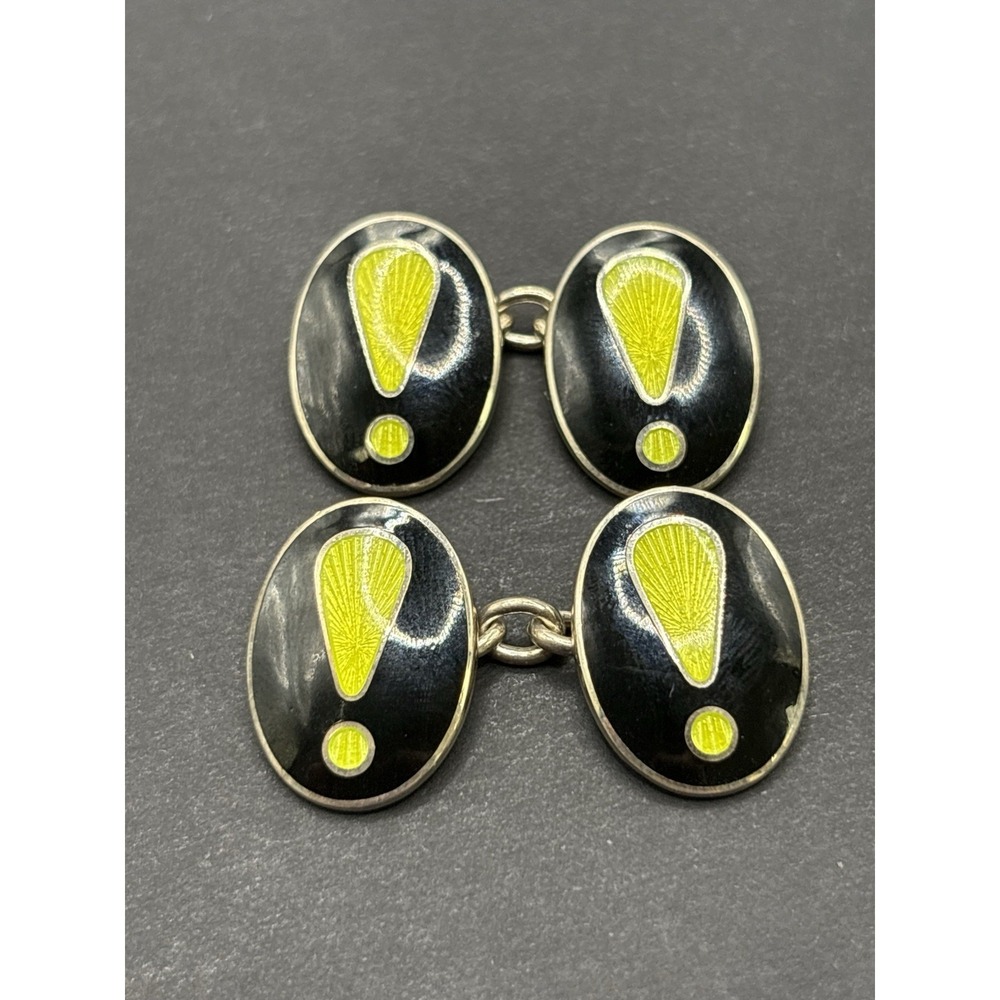 EUC Sterling Silver Exclamation Point Cuff Links British 16 Grams G13